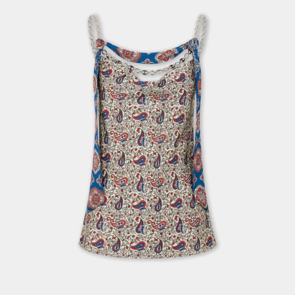 Rabanne
Paisley Satin Cowl-Neck Chain Cami